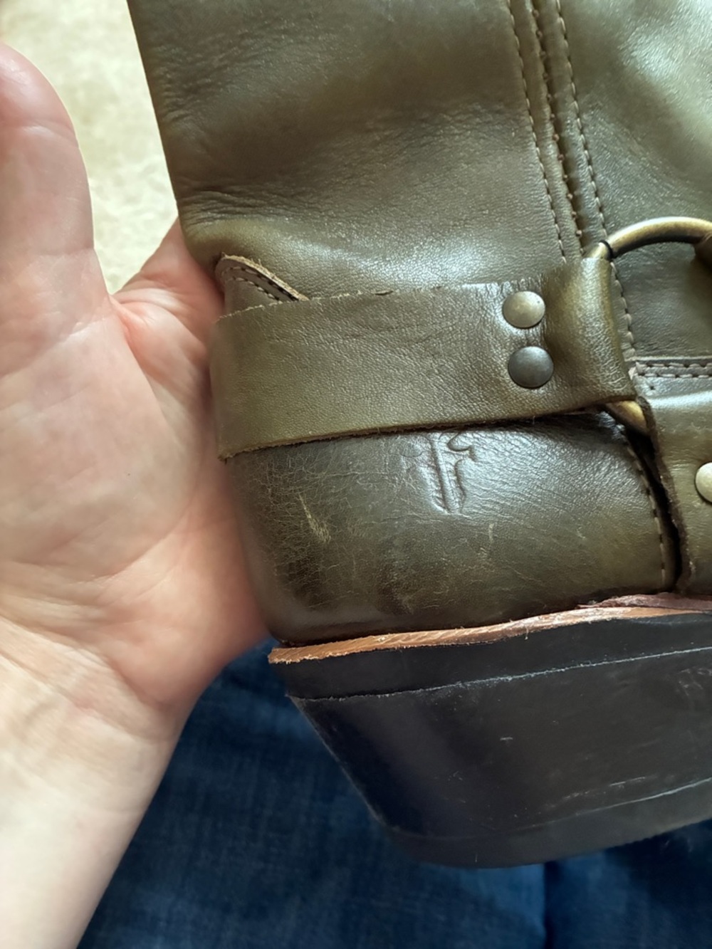 Frye Harness 12R Boots Rare Olive Green - Picture 12 of 12